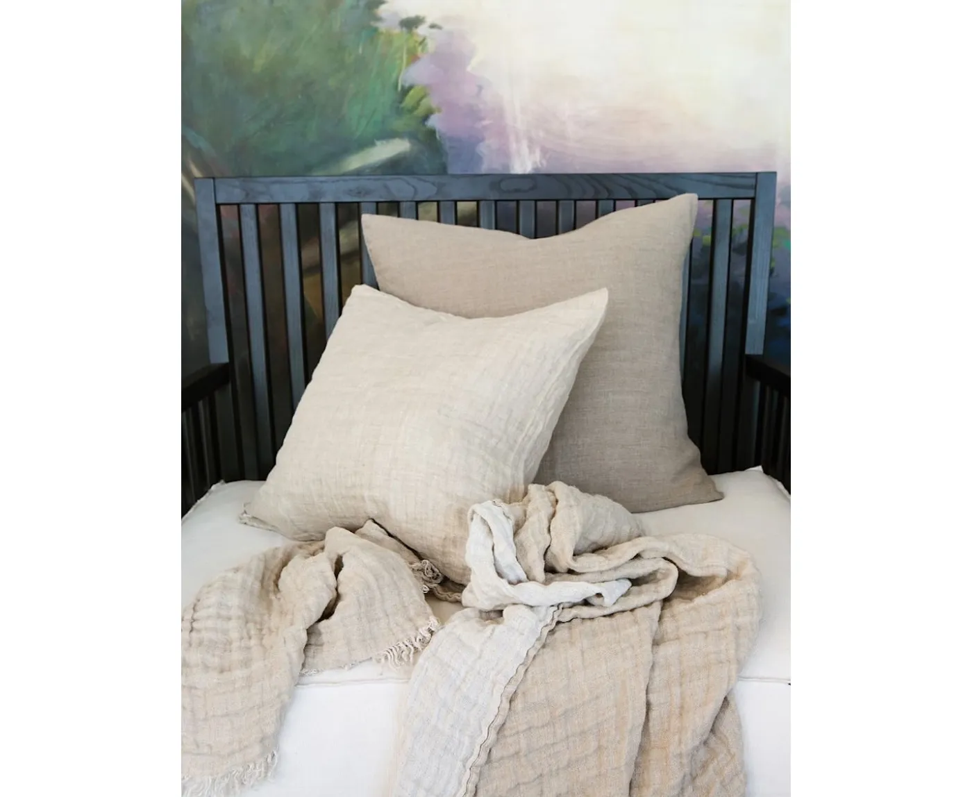 Himla Hannelin Pläd Linne Natural/White 130x170