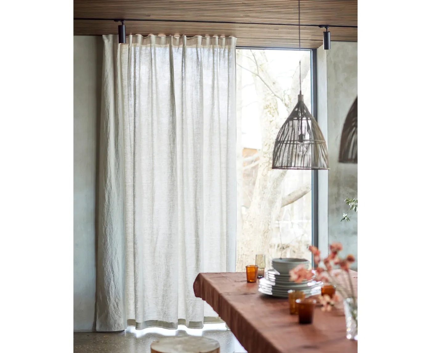 Himla Sunshine Gardinlängd Linne Oatmeal 140x250