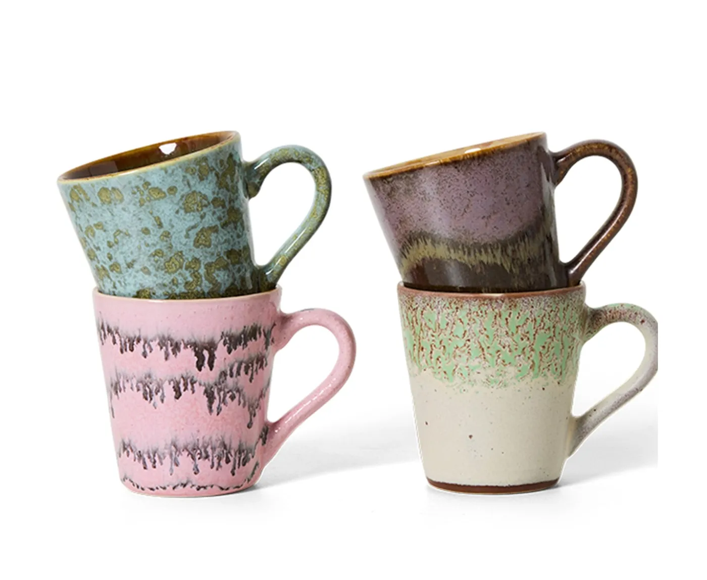 HKliving 70s Ceramics Espressokopp Brutalism 4-pack