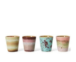 HKliving 70s Ceramics Kaffekopp Futurism 4-pack