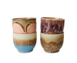HKliving 70s Ceramics Kaffekopp Lagoon 4-pack