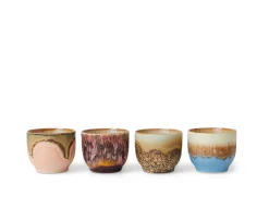 HKliving 70s Ceramics Kaffekopp Lagoon 4-pack