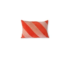 HKliving Striped Prydnadskudde Sammet Red/Pink 40x60