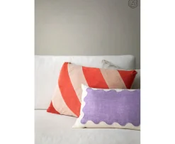 HKliving Striped Prydnadskudde Sammet Red/Pink 40x60