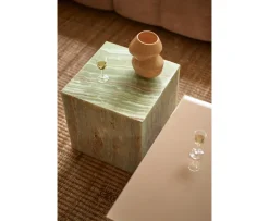 HKliving Block Sidobord Onyx Marble 35x35