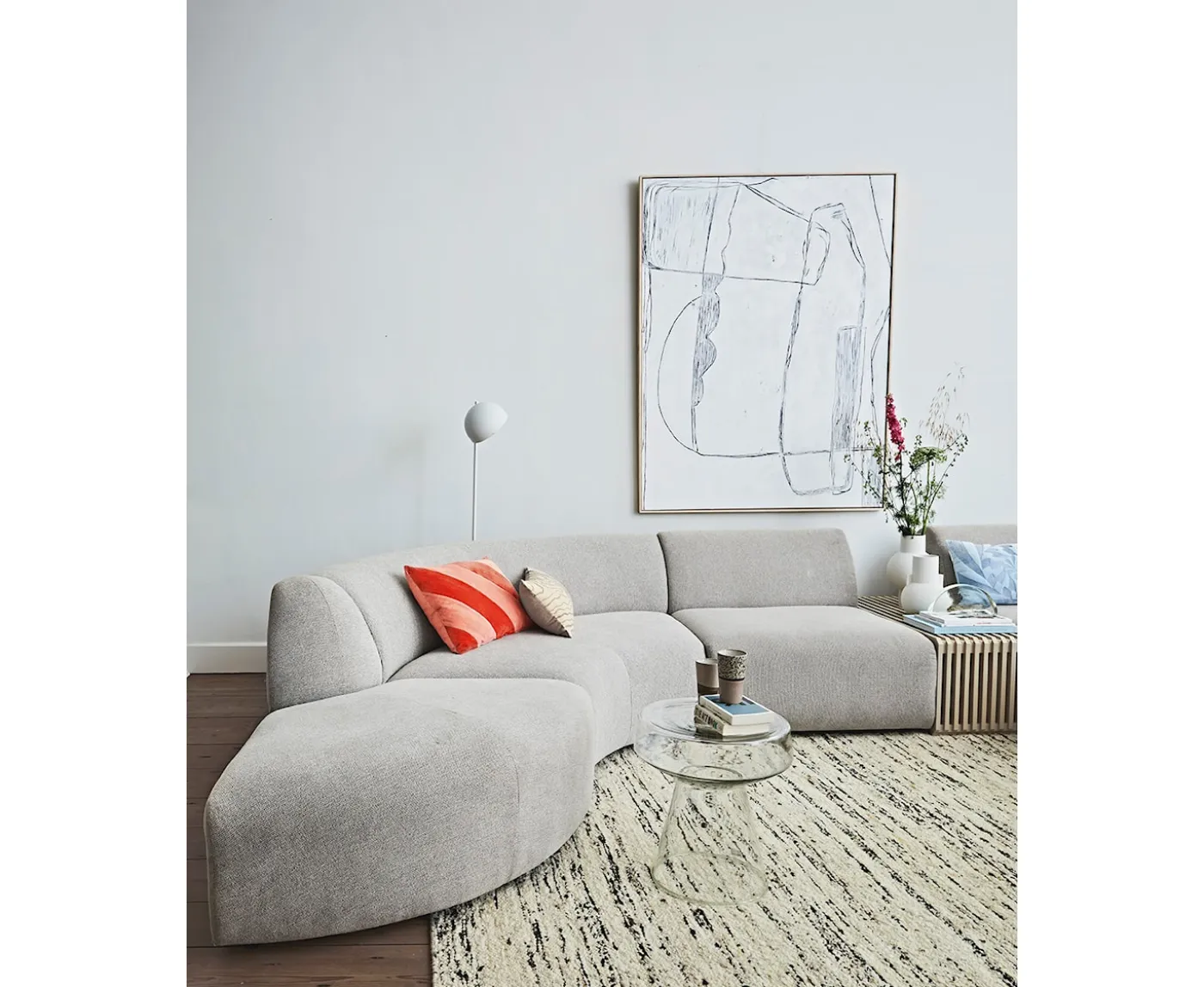 HKliving Slatted Bänk Sand 96cm
