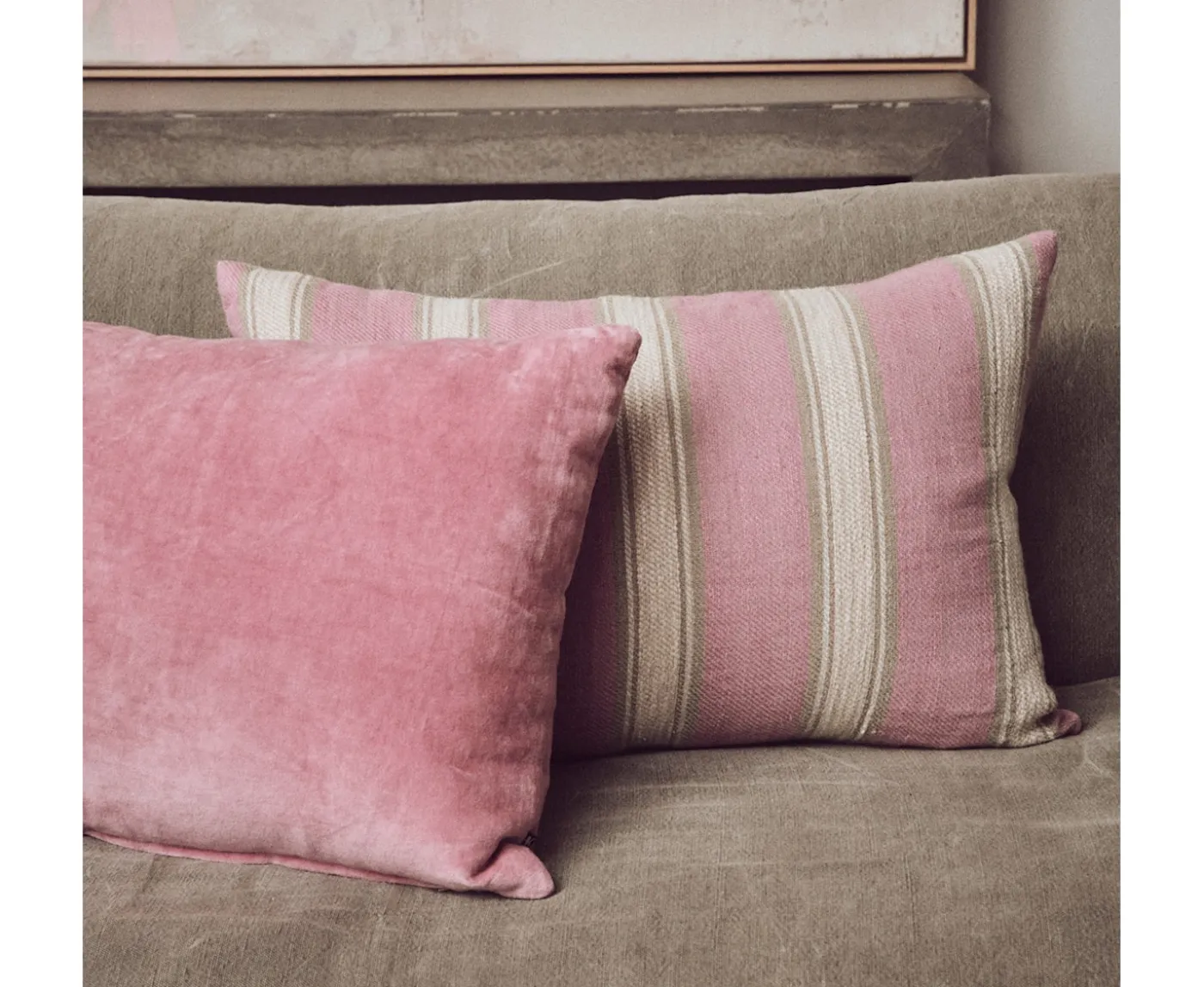HKliving Woven Prydnadskudde Striped Blush 60x40