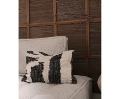 Jakobsdals Yulia Kuddfodral Jute Svart/Vit 40x60