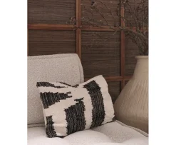 Jakobsdals Yulia Kuddfodral Jute Svart/Vit 40x60