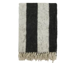 Jakobsdals Zara Blockstripe Pläd Ivory/Black 130x170