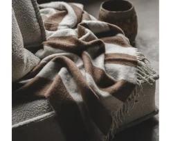 Jakobsdals Zara Blockstripe Pläd Brown/White 130x170