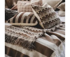 Jakobsdals Zara Blockstripe Pläd Brown/White 130x170