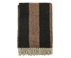 Jakobsdals Zara Blockstripe Pläd Black/Brown 130x170