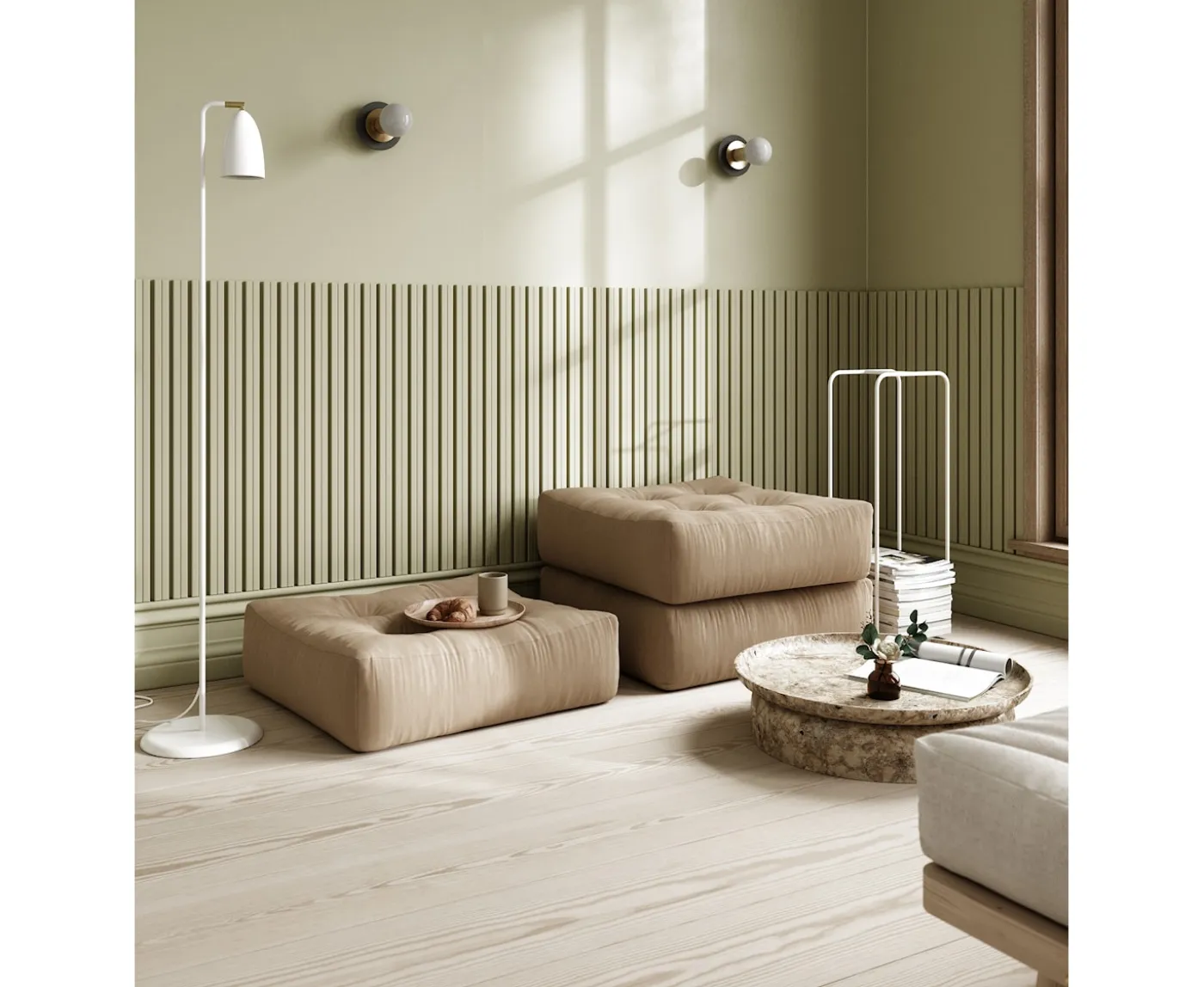 Karup Design More Sittpuff Olive Green 70x70cm