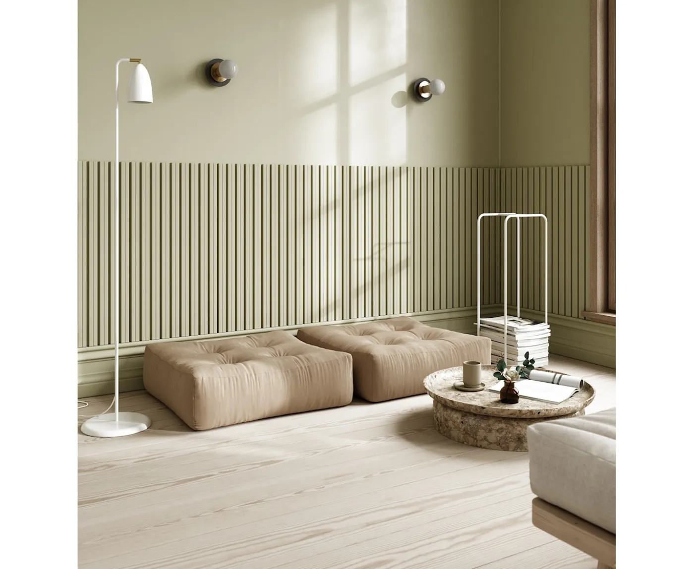 Karup Design More Sittpuff Olive Green 70x70cm
