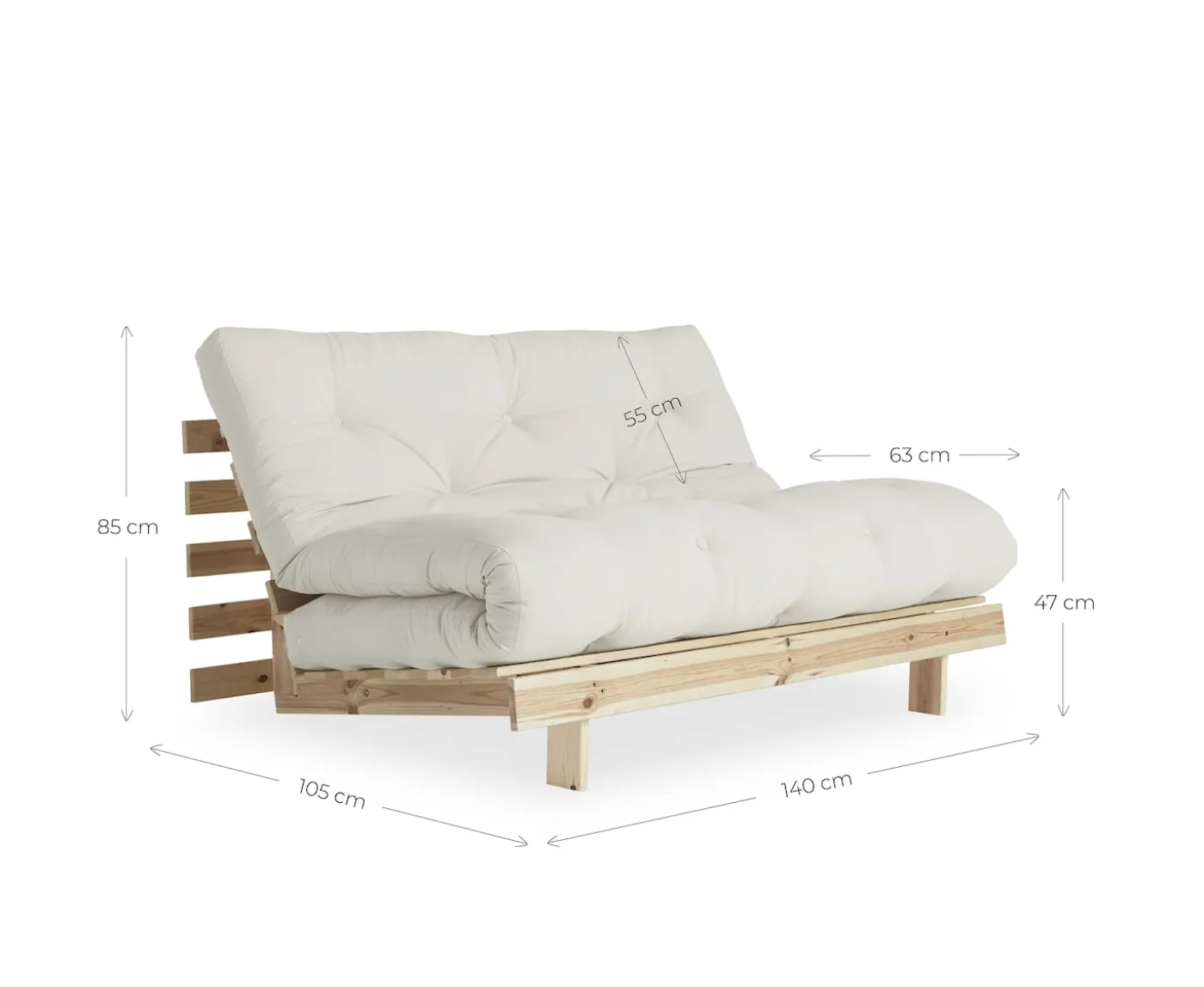 Karup Design Roots Bäddsoffa Natur/Dark Grey 140cm