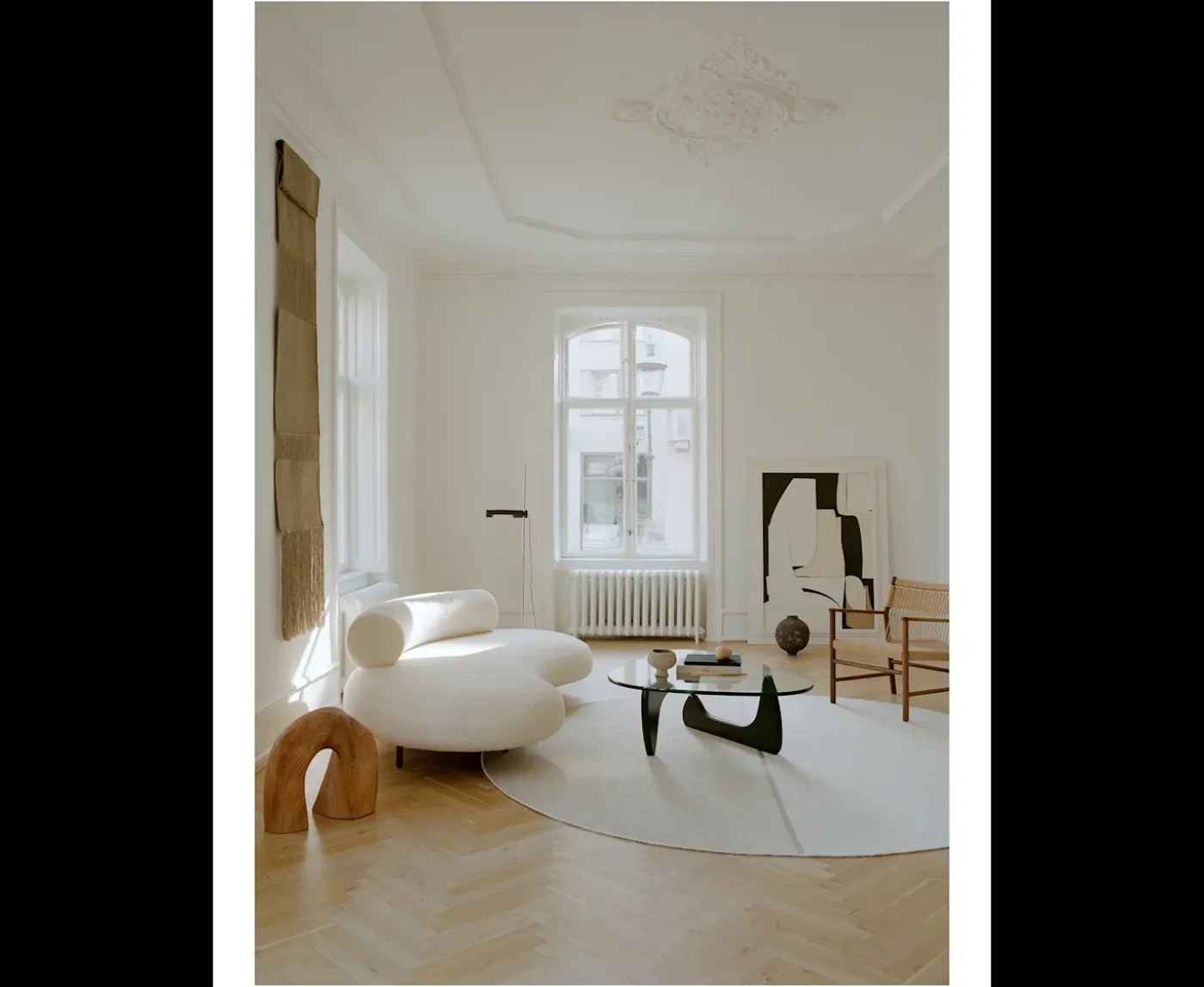 Linie Design Magnetize Rund Ullmatta Beige Ø170