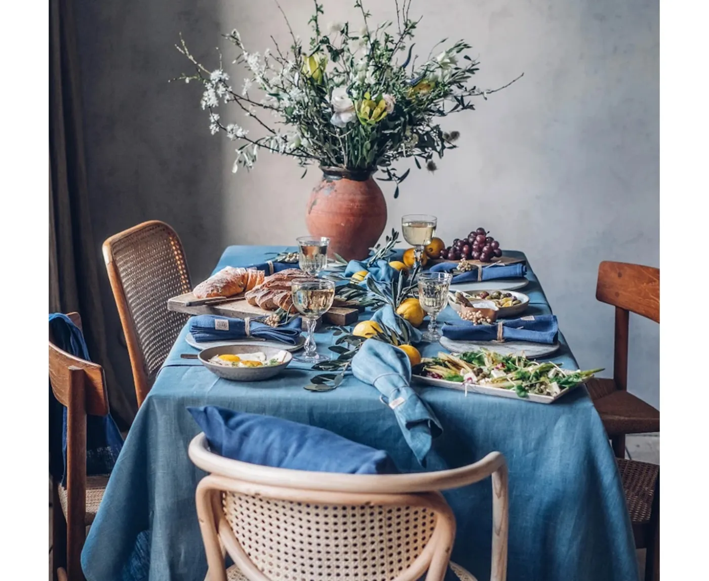 Lovely Linen Classic Linneduk Pigeon Blue 145x250