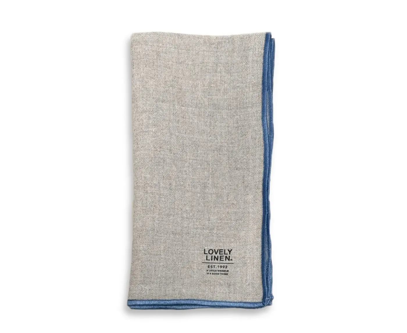 Lovely Linen Grace Servett Beige/Blue 42x42 4-pack