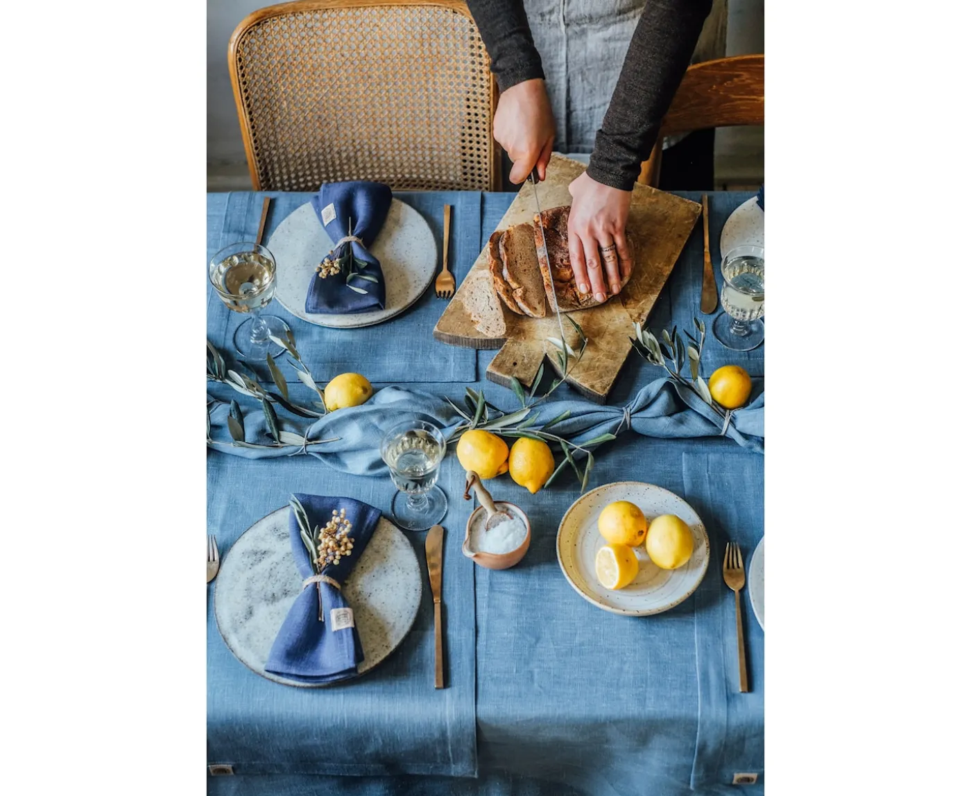 Lovely Linen Lovely Linneduk Dusty Blue 145x380