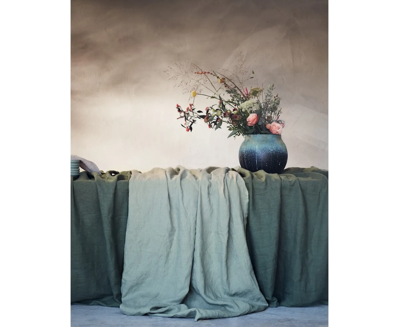 Lovely Linen Lovely Linneduk Avocado 145x300