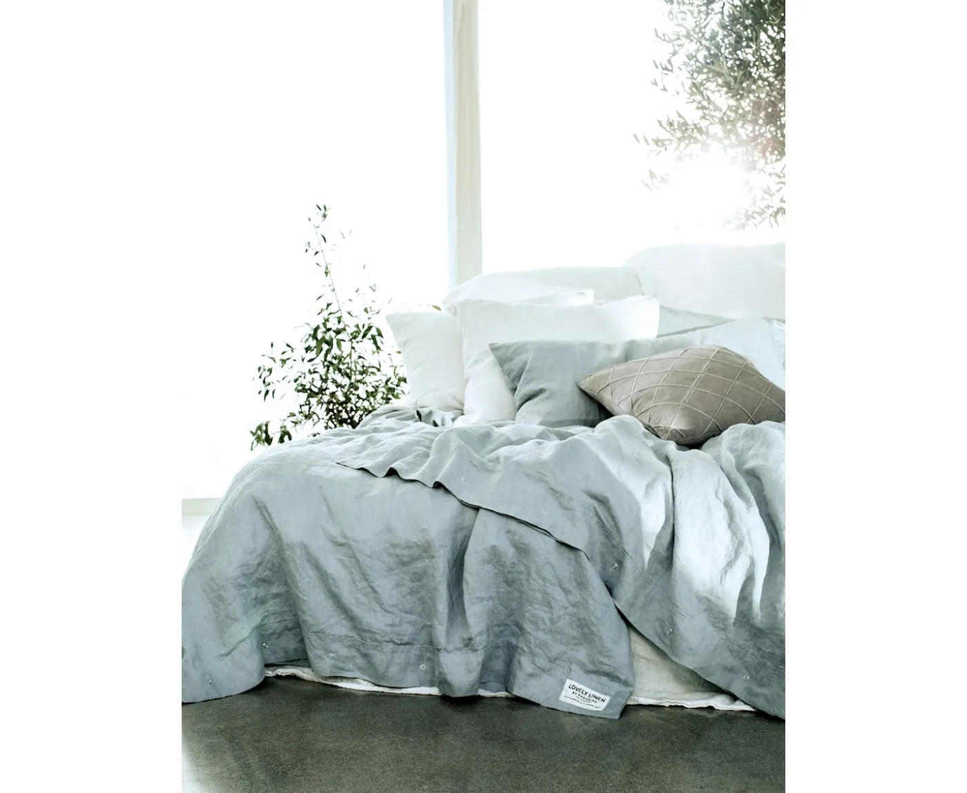 Lovely Linen Misty Påslakan Linne Sky Dubbel