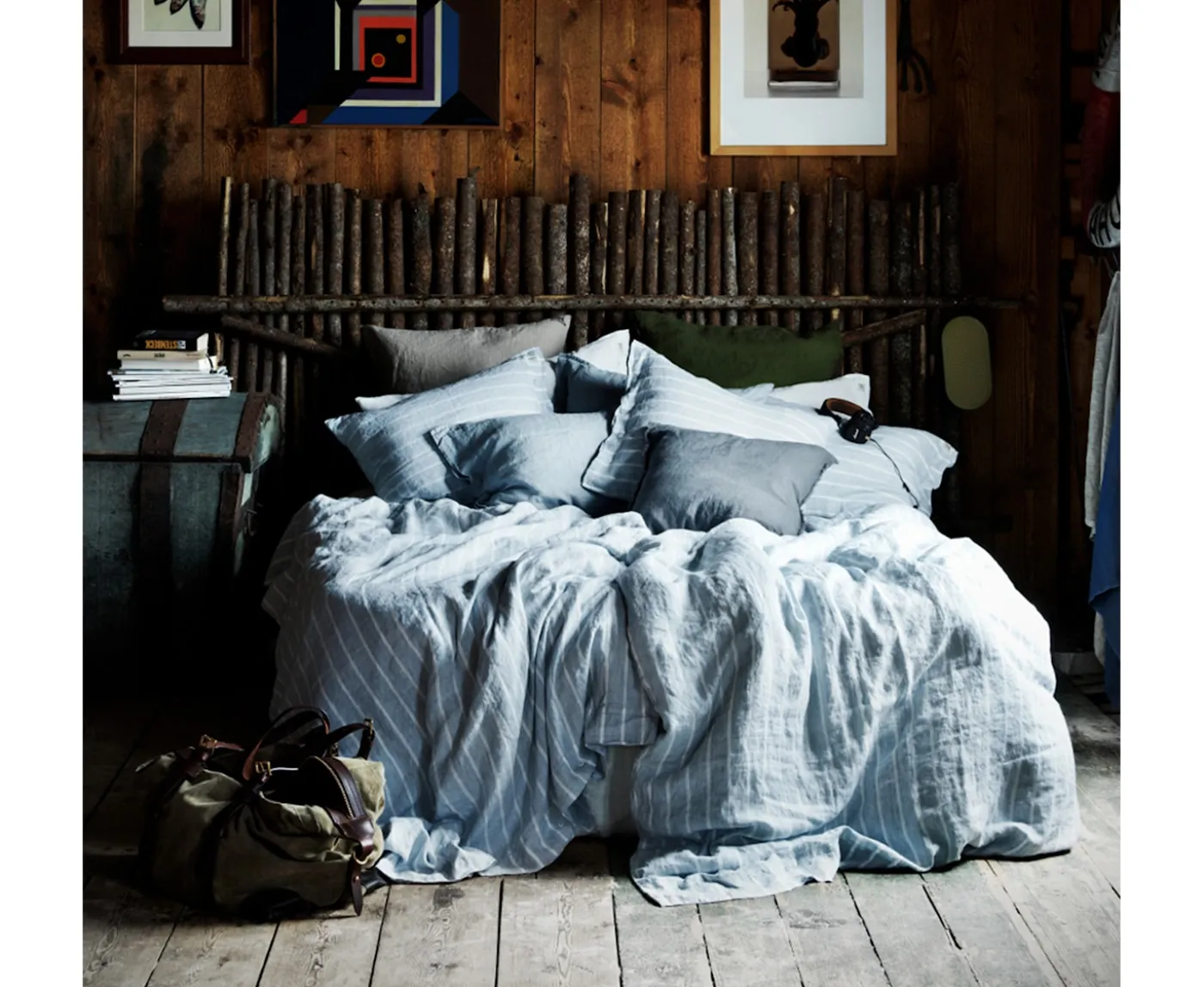 Lovely Linen Misty Örngott Linne Stripe Sky 50x60