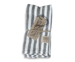 Lovely Linen Misty Servett Linne Edge Dark Grey 45x45 4-pack