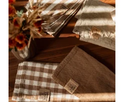 Lovely Linen Misty Servett Linne Edge Almond 45x45 4-pack