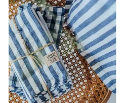 Lovely Linen Misty Servett Linne Edge Denim Blue 45x45 4-pack