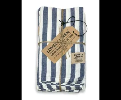 Lovely Linen Misty Servett Linne Edge Denim Blue 45x45 4-pack