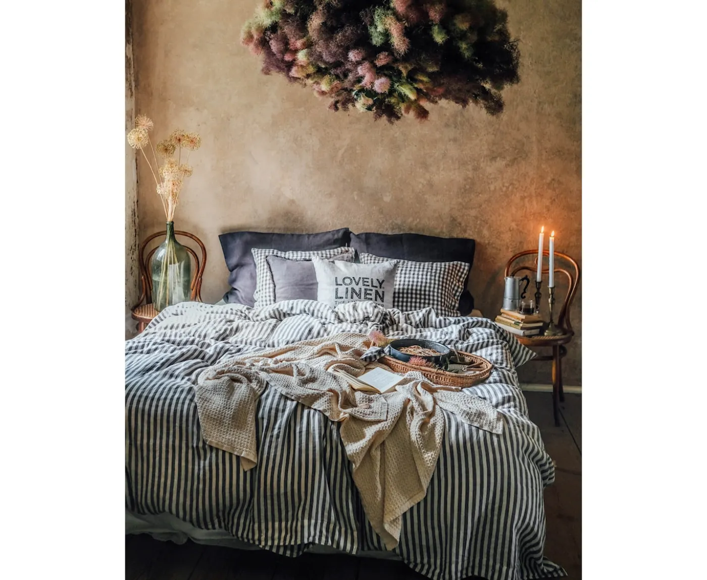 Lovely Linen Misty Örngott Linne Edge Dark Grey 50x60