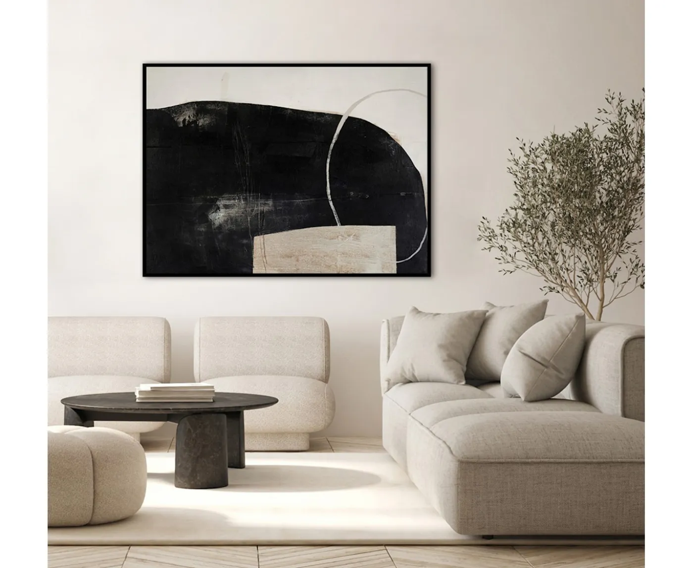 Malerifabrikken Sort Of Stone Black Frame Tavla 120x90