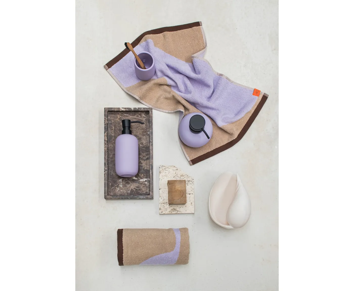 Mette Ditmer Nova Arte Handduk Sand/Lilac 50x90 2-pack