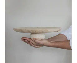 Mette Ditmer Travertine Pedestal Linen Ø32