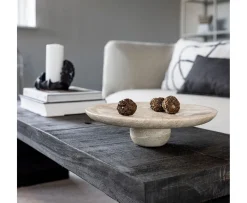 Mette Ditmer Travertine Pedestal Linen Ø32