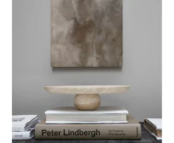 Mette Ditmer Travertine Pedestal Linen Ø32