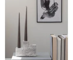 Mette Ditmer Step Trio Ljusstake Travertine Chalk