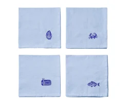Midnatt Josefin La Mer Servett Light Blue 4-pack