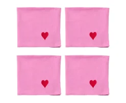 Midnatt Pink Hearts Servett 4-pack