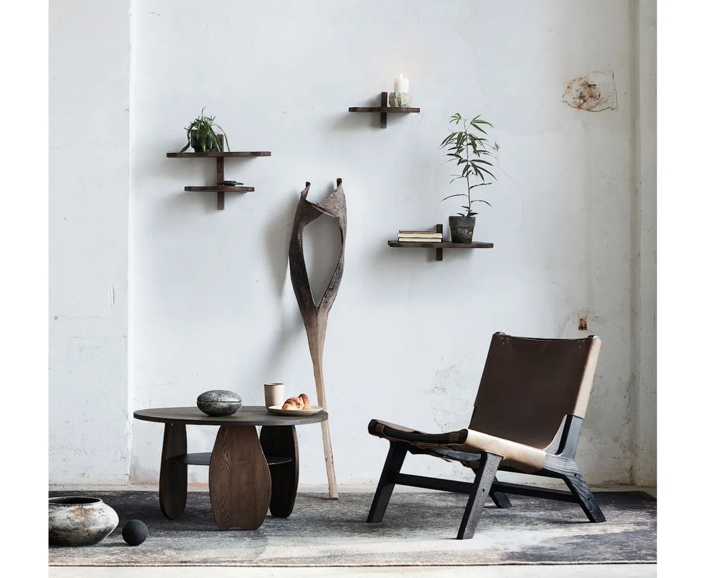 Muubs Ishi Soffbord Dark Oiled Oak/Metal Ø80