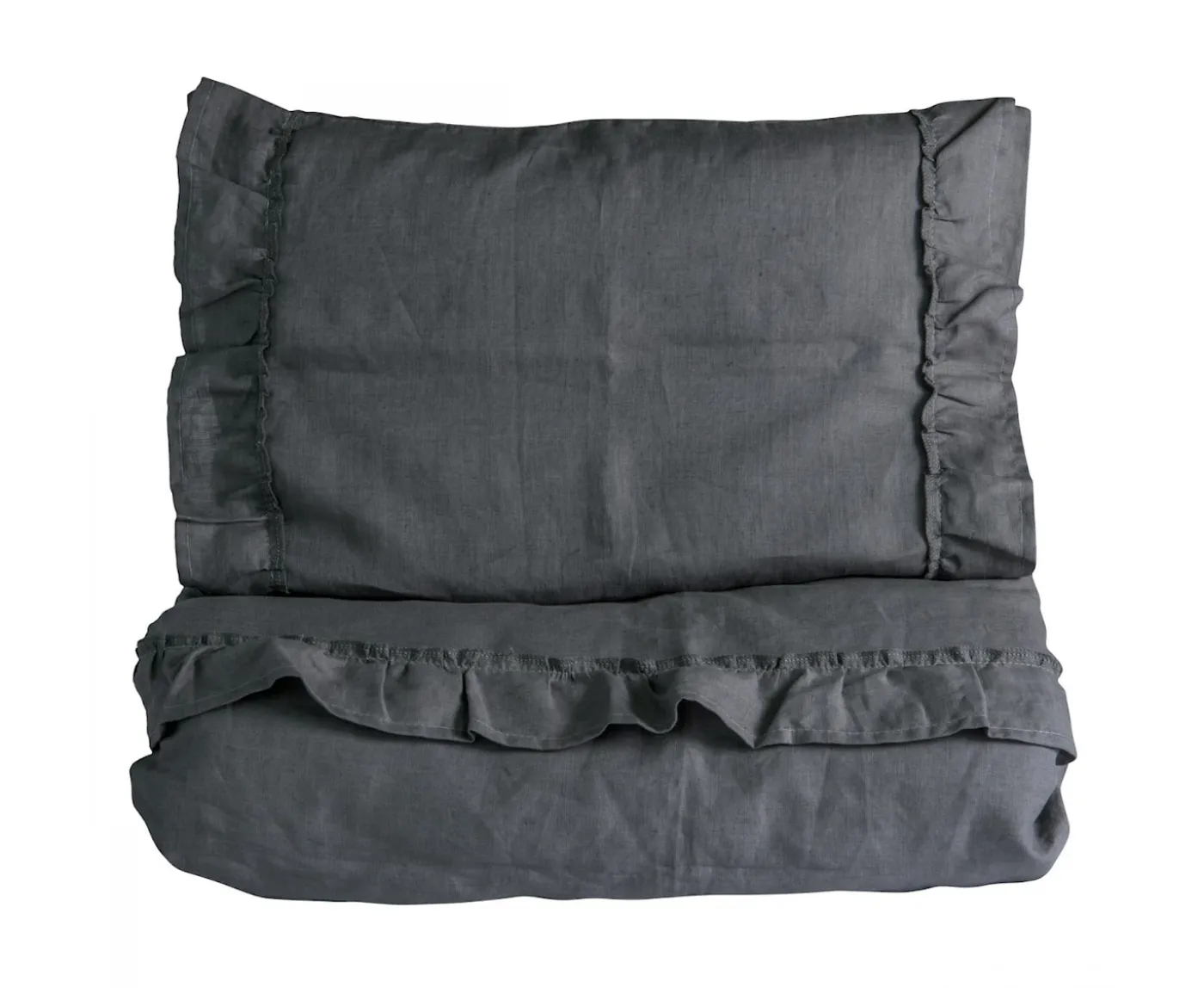 NG Baby Mood Volang Påslakanset Linne Graphite Grey 80x70