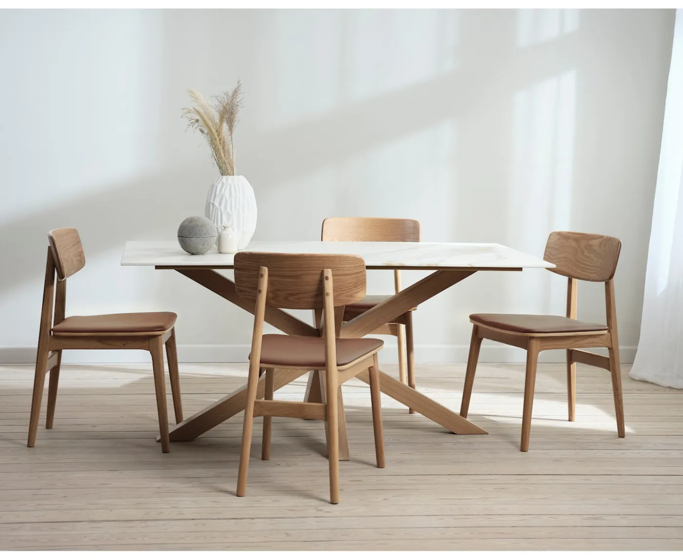 Nordic Home Abel Matstol PU Tan