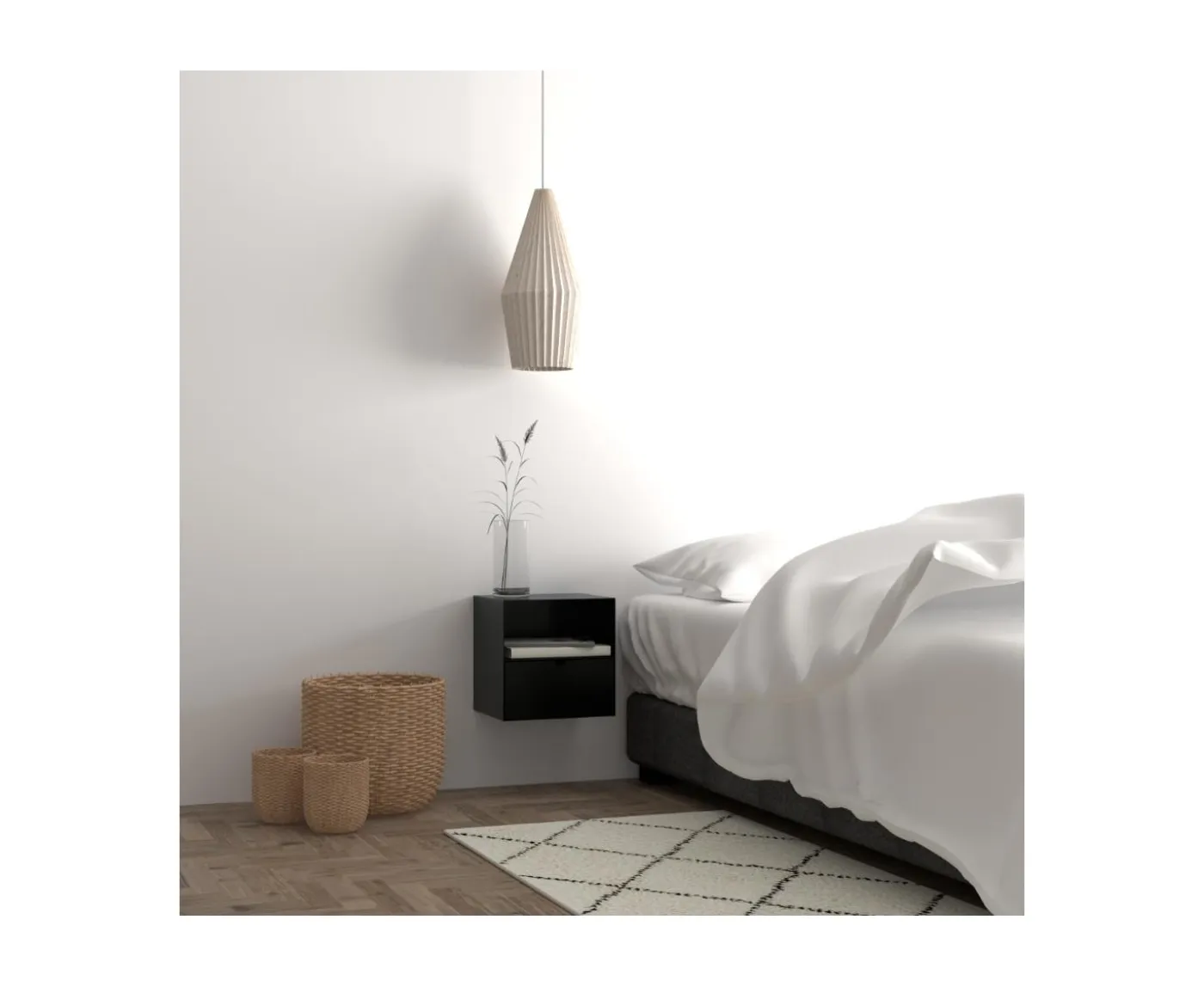 Nordic Home Eden Vägghängt Sängbord Svart
