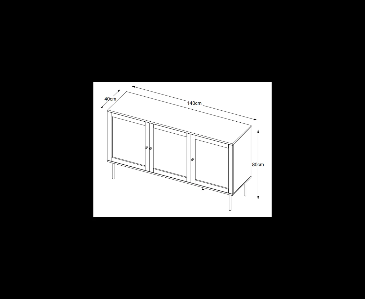 Nordic Home Elin Sideboard Black 140cm