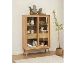 Nordic Home Sofia Vitrinskåp Natural Oak 160cm