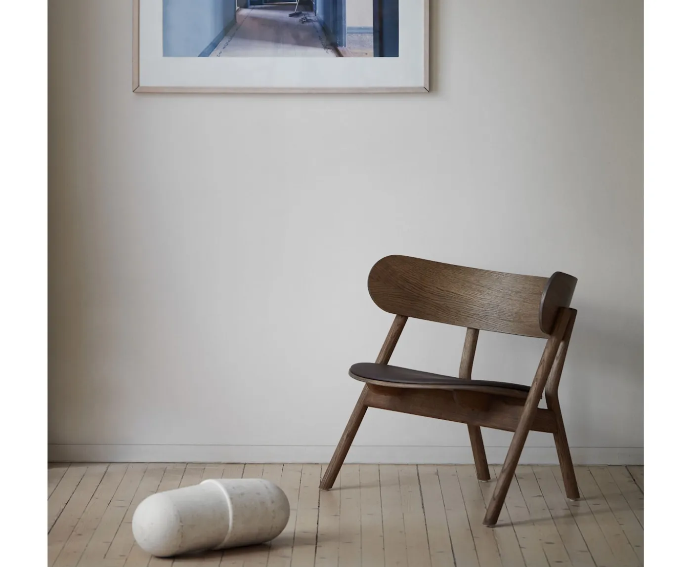 Northern Oaki Loungestol Brown Leather/Smoked Oak