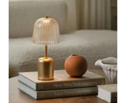 Nuura Asteea Portabel Bordslampa Satin Brass/Ripple Clear