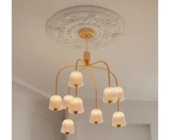 Nuura Asteea 9 Taklampa Satin Brass/Ripple Clear