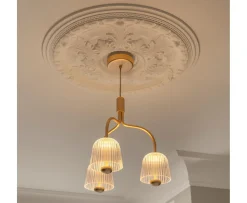 Nuura Asteea 3 Taklampa Satin Brass/Ripple Clear